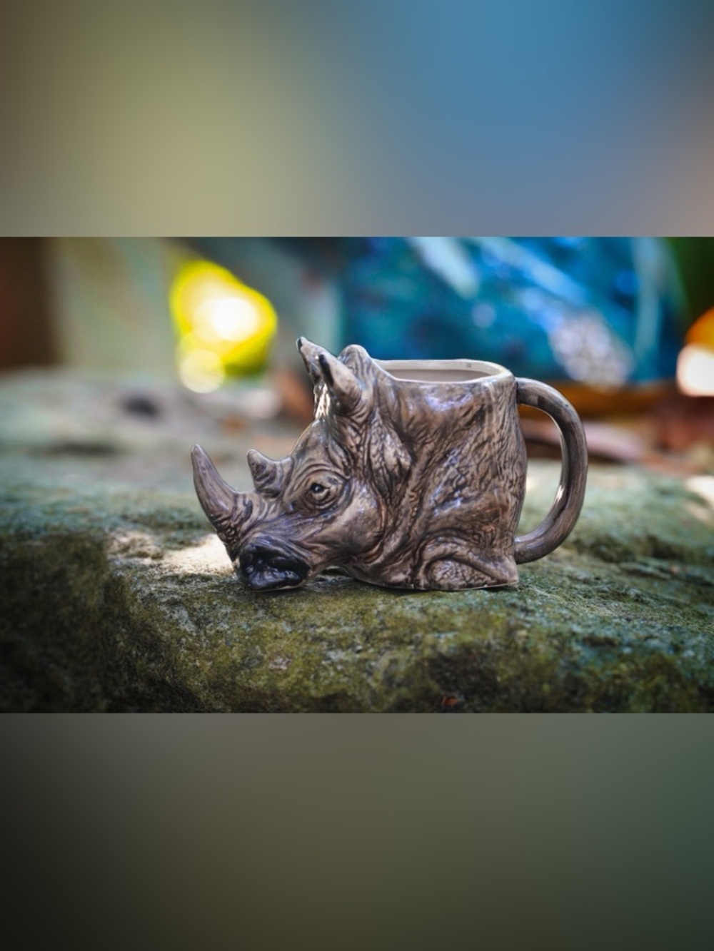 Quail Ceramics Rhinoceros Mug - Realistic Hand-Painted Stoneware